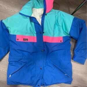 1980s Vintage Far west colour block ski jacket